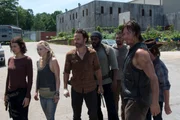 Maggie Greene (Lauren Cohan), Beth Greene (Emily Kinney), Rick Grimes (Andrew Lincoln), Tyreese (Chad Coleman), Daryl Dixon (Norman Reedus) and Carl Grimes (Chandler Riggs) - The Walking Dead _ Season 4, Episode 8 - Photo Credit: Gene Page/AMC