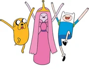 L-R:Finn (Jeremy Shada) , Princess Bubblegum (Hynden Walch), Jake (John DiMaggio)