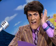 Freddie Faulig hat sich als Nachrichtensprecher bei "LazyTown TV" eingeschlichen.