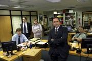 V. li. n. re.: Jim (John Krasinski), Ryan (B. J. Novak), Pam (Jenna Fischer), Michael (Steve Carell) und Dwight (Rainn Wilson).