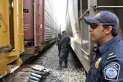 Nogales, Arizona, USA: Customs and border protection Officer Garcia at a  train drug bust.
(Photo credit: © NGTV)