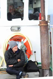 Picture Shows: David Hayman on board ship heading for Forth islands