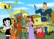 L-R: Wooldoor Jebediah Sockbat, Toot Braunstein, Ling-Ling, Foxxy Love, Xandir P. Wifflebottom, Princess Clara, Spanky Ham, Captain Leslie Hero