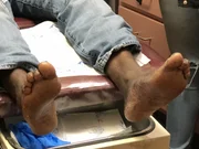 A shot of the bottoms of Jefferson?s feet.