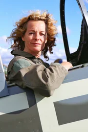 20 Kate Humble in a Spitfire at Duxford Airfield