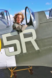 21 Kate Humble in a Spitfire at Duxford Airfield