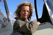 Kate Humble in a Spitfire at Duxford Airfield