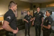 THE ROOKIE - "Casualties" - Officers Nolan and Harper investigate a murder which may have national security implications, while Officer Bradford must confront his past when he crosses paths with a homeless veteran on an all-new episode of "The Rookie," airing SUNDAY, MARCH 15 (10:00-11:00 p.m. EDT), on ABC. (ABC/Ron Batzdorff) ERIC WINTER, MELISSA O'NEIL, NATHAN FILLION, MEKIA COX