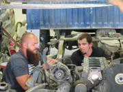 Heavy D and Chet working on the Holy Grail truck build.