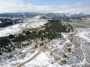 Aerial of Birdseye Mine covered in snow