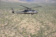 Nogales, Arizona, USA: Air & Marine blackhawk heliocopter. Immigrants trying the cross the border can be spotted from the air. When they are in danger of getting lost and dying of dehydration, Customs and border protection agents must find and save them.