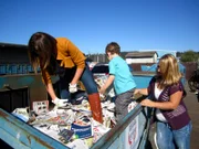 Joanie Demer dumpster diving with son and friend -Joanie Demer dumpster diving with son and friend.