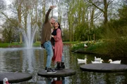 Jesse Meester snaps a selfie with his girlfriend Darcey Silva during a trip to a park in Amsterdam.