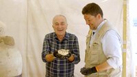 Picture shows_Presenter Tony Robinson and Dr. Antonio J. Morales. Tony holds the 4000 year old heart of an Egyptian Prime Minister called Ipi, Deir el-Bahari, Luxor, Egypt Picture shows_Presenter Tony Robinson and Dr. Antonio J. Morales. Tony holds the 4000 year old heart of an Egyptian Prime Minister called Ipi, Deir el-Bahari, Luxor, Egypt