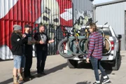 Robert shows off his bikes.