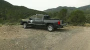 Warden truck in West Texas where wardens are going to investigate illegal donkey hunters.