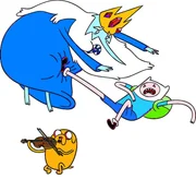 Top to bottom: Ice King (Tom Kenny), Finn (Jeremy Shada), Jake (John DiMaggio)