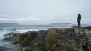 Waves crash on rocks below Forrest Galante.