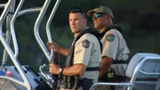 Wardens Jones and Sanchez patrolling Lake Travis.