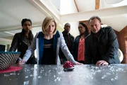Yaz (MANDIP GILL), The Doctor (JODIE WHITTAKER), Ryan (TOSIN COLE), Ruth Clayton (JO MARTIN), Lee Clayton (Neil Stuke)