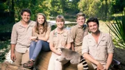 Chandler Powell, Terri, Bindi and Robert Irwin and Luke Reavley at the Australia Zoo.