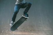 Skateboarder in action