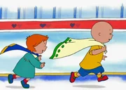 Rosie (li.) und Caillou spielen die Geschichten vom Superbär und dem kleinen Bär nach.