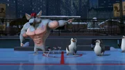 L-R: Rat King, sewer rats, Skipper, Private, Kowalski