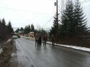 L-R: Bam, Noah, Bear and Matt standing in the middle of the road.