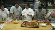Buddy makes fish for the boys Danny, Frankie, Buddy, Joey and Mauro.