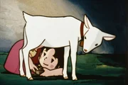 Heidi möchte Schnucki melken, um zu beweisen, wie gut ihre Milch ist.