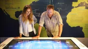 Josh meets with Exhibit Project Manager Svetlana Leksina at the Bermuda Underwater Exploration Institute to learn more about the Bermuda Triangle phenomenon.