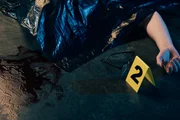 Covered body with glasses on floor