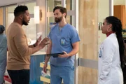 (l-r) Jocko Sims as Dr. Floyd Reynolds, Ryan Eggold as Dr. Max Goodwin, Freema Agyeman as Dr. Helen Sharpe