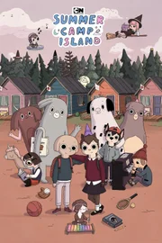 În front, playing at xilofon, Alien, Unicorn, Lucy (reading a book), Oscar Peltzer, Max (with hat), Oliver at piano, back - Blanche with horns, grey Mortimer, white with spots Ava, with glasses Howard, in the air - Alien, Saxophone hiding in the woods, witch Susie