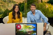 Bettina Zimmermann und Kai Wiesinger im Studio beim "großen Deutschland-Quiz".