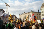 Followers of the right-wing pegida movement on the occasion of the 4th anniversary.