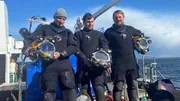 Andreas Schrul, Tobias Jürß und Erik Hildebrandt (v.l.) kurz vor ihrem Tauchgang.