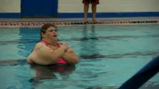 Laura getting some exercise at the swimming pool.