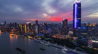 Skyline von Shanghai im Abendrot. Skyline von Shanghai im Abendrot.