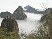 Das Huang Shan Gebirge am Morgen.