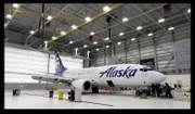 ALASKA AIRLINES PLANE IN HANGAR