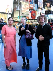 Sabrina, Rebecca, Abe in Times Square.