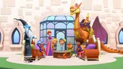 L-R: Merlin, Rosie, Mommy Queen, Iris, Gus, Pippy (der Hund), Tyler, Arthur, Diane, Daddy King