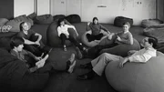 Researchers meet on beanbag chairs at Xerox PARC.