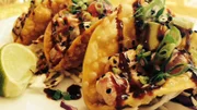 Gourmet chicken tacos from Hawaii Yacht Club in Honolulu, as seen on Food Network's Mystery Diners, Season 8.