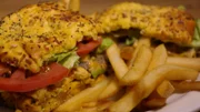 Sandwich and fries from Lenny's Deli in Los Angeles, as seen on Food Network's Mystery Diners, Season 9.