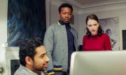 Suraj Sharma (Rakesh), Brandon Micheal Hall (Miles Finer), Violett Beane (Cara).