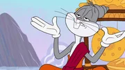 Bugs Bunny hat als Buddha die Ruhe weg und meditiert neben dem Kloster.