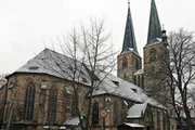 Außenaufnahme der Nikolaikirche in Quedlinburg.